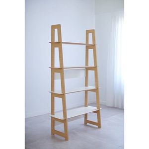 Biblioteca alta Nordic.  Color Blanco y Roble