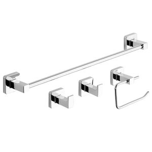 Juego Accesorios Baño Kit Set 4 Piezas Piazza Cube Cromo
