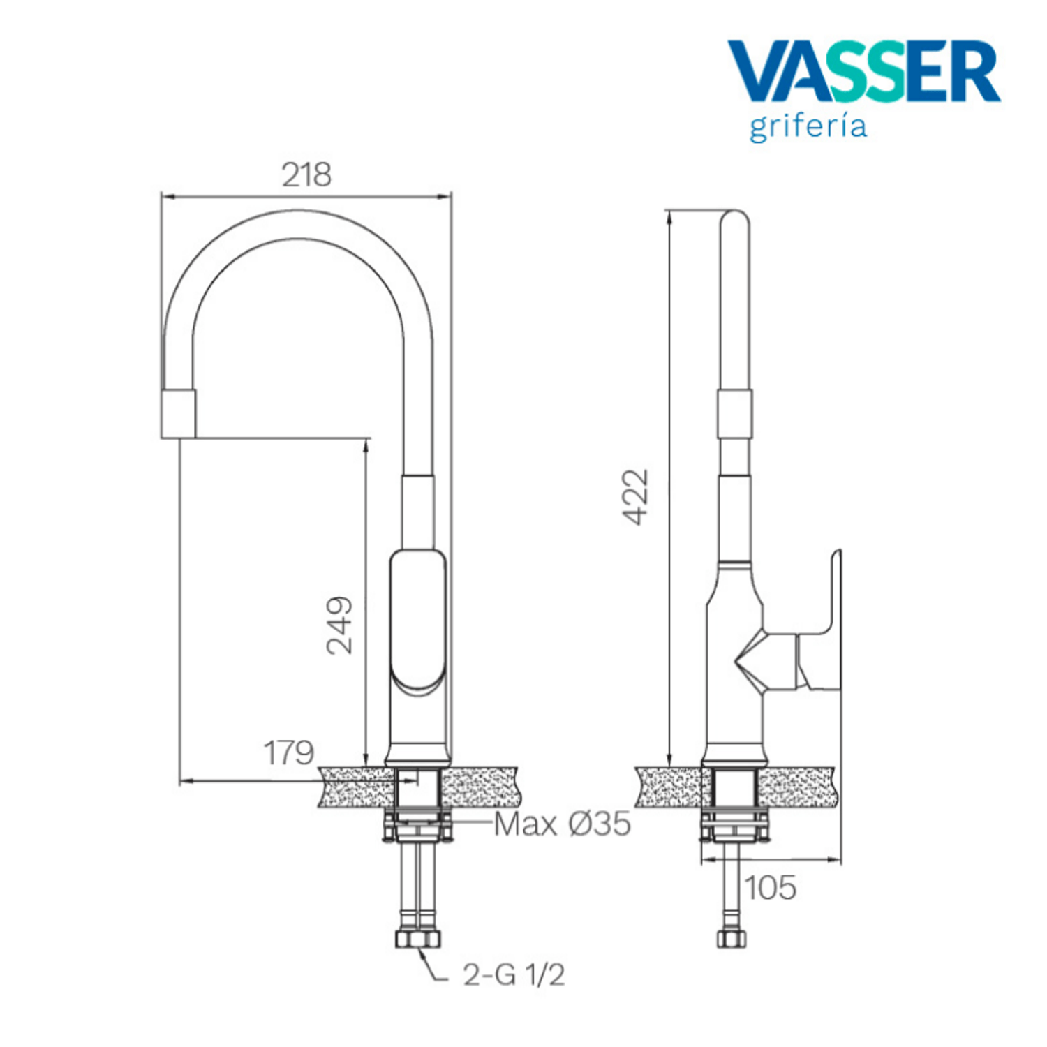 GRIFERÍA DE COCINA MONOCOMANDO VASSER AGATHA BLACK Provincia Compras