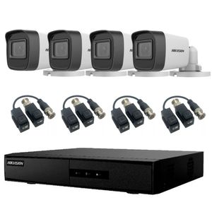Kit Cámara de Seguridad Metálica Hikvision x4  DVR 4CH  Balún x4