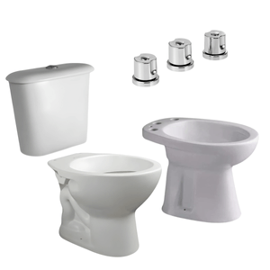 Inodoro Corto con Mochila Deposito Simple 6 lts Bidet con Griferia Peirano