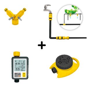 Combo Sistema de Riego  61 Piezas+Temporizador Digital+Rociador 8 Patrones+Conector Y +Aplique Rápido Konan.