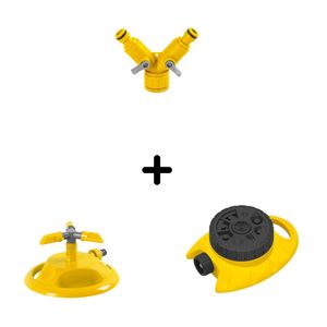 Combo  Rociador Giratorio 360°+Rociador 8 Patrones+Conector Y +Aplique Rápido Konan
