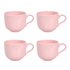 Set x 4 Jarro Taza Mug 450 Ml  Cerámica Cafe Te Rosa