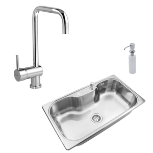 Combo Bacha Johnson SI85 + Dosificador + Griferia Cocina Peirano Marbella 30-121