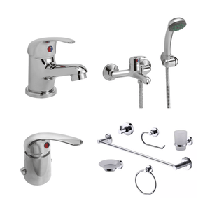 Combo Juego De Griferia Peirano Baño Lugo + Accesorios 12006