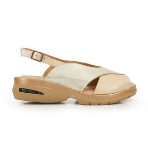SANDALIA LIA BEIGE CHINELA CONFORT MUJER CUERO