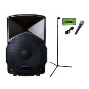 Apogee BT-115 bafle activo + micrófono dinámico shure sv100 + soporte recto microfono