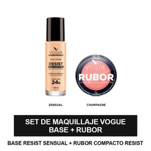 Kit De Maquillaje Rutina Basica Rostro: Base Tono Sensual + Rubor