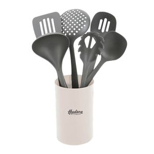 Set de 6 Utensilios Hudson Nylon y holder plástico UT103G