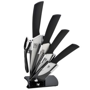 Set x6 Cuchillos Ceramica Mango Silicona Gadnic Mango Negro