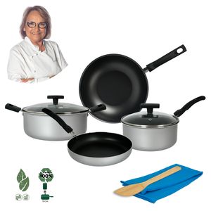 Bateria Antiadherente 8 piezas Reciclada 2 MM Aston Cacerola Olla Wok Sarten