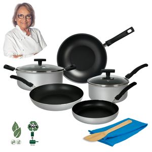 Bateria Antiadherente 9 piezas Reciclada 2 MM Aston Cacerola Olla Wok Sarten Ecologica