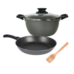 Bateria Cacerola Sarten Olla Antihaderente Aston Plata