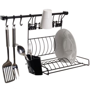 Escurridor Secaplatos Colgante Soporte Cubiertera Metal Metaltru Negro