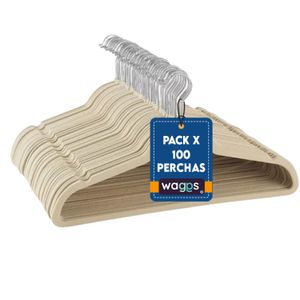 PERCHAS TERCIOPELO WAGGS VH001 CREMA X100 PCS