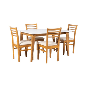 COMBO ESCANDINAVO DEFRANCE - MESA 130CM BLANCA  4 SILLAS MIEL CRUDO (OT000003 OTSICRMI)