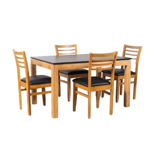 COMBO MODERNO DEFRANCE - MESA 130CM NEGRA  4 SILLAS MIELNEGRO (OT000023  OTSINEMI)