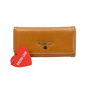 Billetera de Mujer Oreiro Love con porta tarjetas y monedero Color Camel