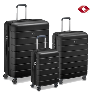 SET DE 3 VALIJAS DELSEY LAGOS RIGIDA 4 RUEDAS 360 NEGRO TSA