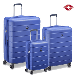 SET DE 3 VALIJAS DELSEY LAGOS RIGIDA 4 RUEDAS 360 AZUL TSA