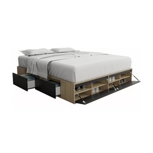 CAMA BOX SOMMIER TABLES 200X200 CON CAJONERA Y ZAPATERO 6445