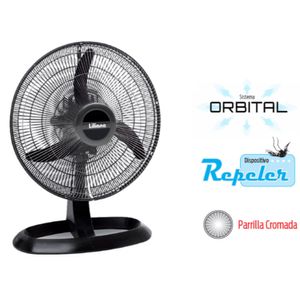 Turboventilador Orbital LILIANA VOTR18 con Repeler 18 Pulg Parrilla Cromada Aspas Negras