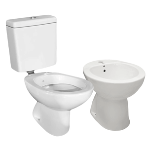 Combo Inodoro Corto con Mochila Extrachato Bidet 1 Agujero Monocomando Pringles Onix