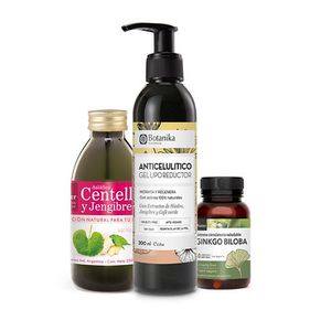 PLAN CELULITIS: Gel Anticelulitico Lipo Reductor + Jugo de Centella y Jengibre + Ginkgo Biloba