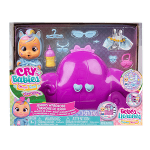 Muñeca Cry Babies Jenna Storyland con accesorios y armario Wabro