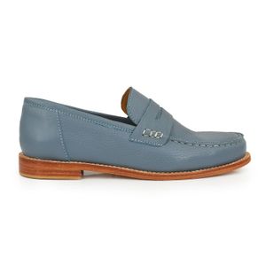 MOCASIN PERLA CELESTE ZAPATOS CLASICO CUERO MUJER
