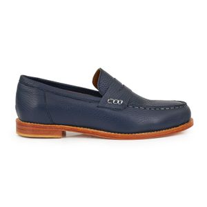 MOCASIN PERLA AZUL ZAPATOS CLASICO CUERO MUJER