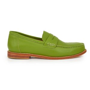 MOCASIN PERLA VERDE ZAPATOS CLASICO CUERO MUJER