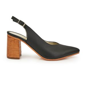 ZAPATO AMADE NEGRO Y NATURAL CUERO STILETTO MUJER VESTIR