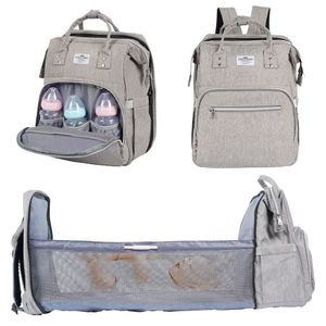Mochila Maternal Gris Gadnic Con Cuna Cambiador Plegable
