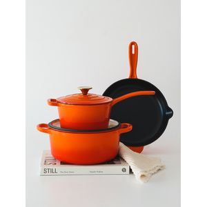 Batería de Cocina Hierro Enlozado Feuer Naranja 3 Piezas