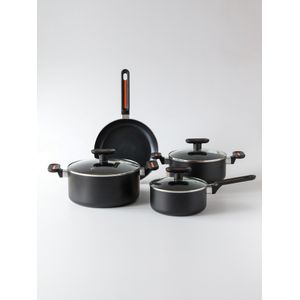 Bateria de Cocina Chef Feuer 4 Piezas Negras con Naranja