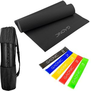Colchoneta Yoga Mat Negra PVC + Kit de Bandas de Resistencia Gadnic