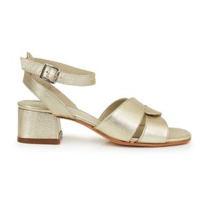 SANDALIA ODELA PLATINO CUERO ELEGANTE MUJER CHINELAS