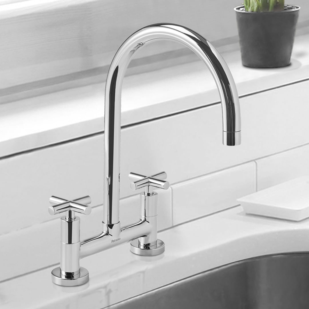 Grifo de cocina doble comando Peirano Valencia Cerámico