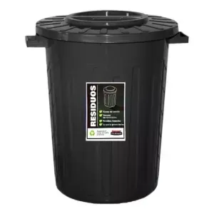 Tacho De Residuos 100 Lts C/tapa Plana  Colombraro Negro