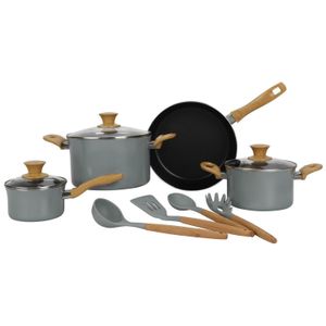 Batería de cocina 11 piezas gris Just Home Collection