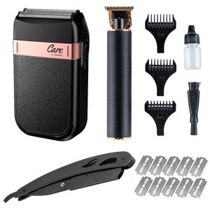 Kit Gadnic de Barbero Profesional Gadnic Cortadora de Pelo + Porta Navaja con Navajas + Afeitadora Eléctrica