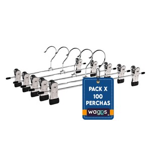 Pack De 100 Perchas Metalicas con Broche Ganchos Para Pantalones Waggs
