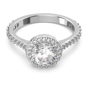 Anillo de cóctel Swarovski Constella Talla redonda Pavé Blanco con Baño de rodio