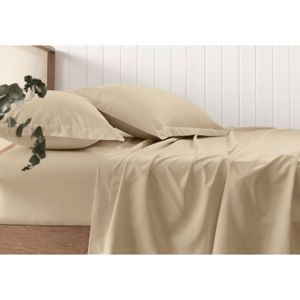 Juego de sábana 1 plaza beige Just Home Collection