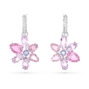 Pendientes Swarovski Gema Tallas Mixtas Flor Rosas Con Baño De Rodio