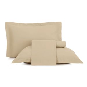 Juego de sábana King beige Just Home Collection