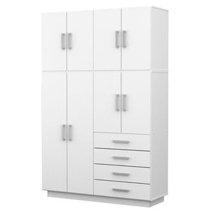 Placard Ropero 8 Puertas 4 Cajones Con Baulera Dakar Blanco Mosconi