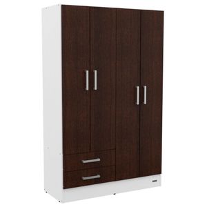 Placard Ropero 4 Puertas Melamina Dakar Blanco Con Frente Wengue Mosconi